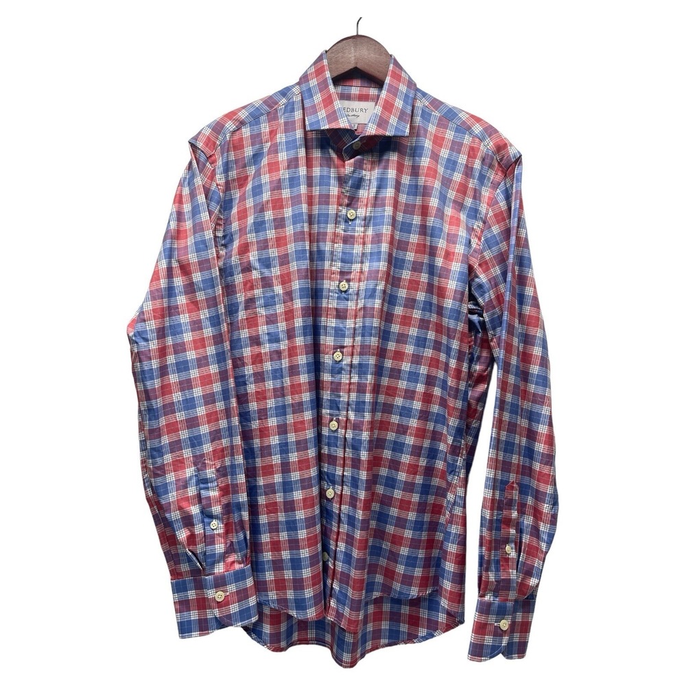 Ledbury‎ Men's 16/35 Red Blue Plaid Button Down Dress Shirt